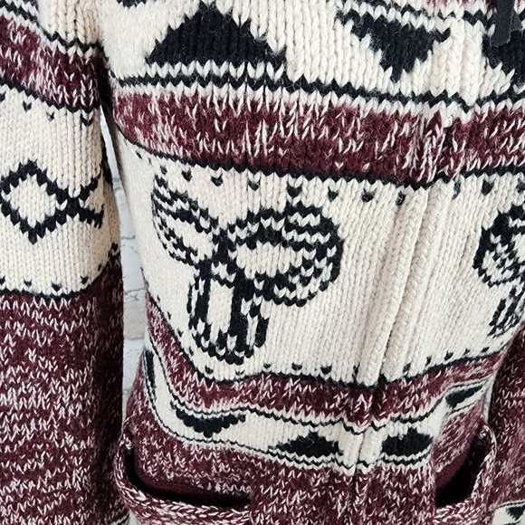 Aritzia TNA Lambswool Sea to Sky Zip Cardigan Burgundy Size Small - Picture 4 of 12